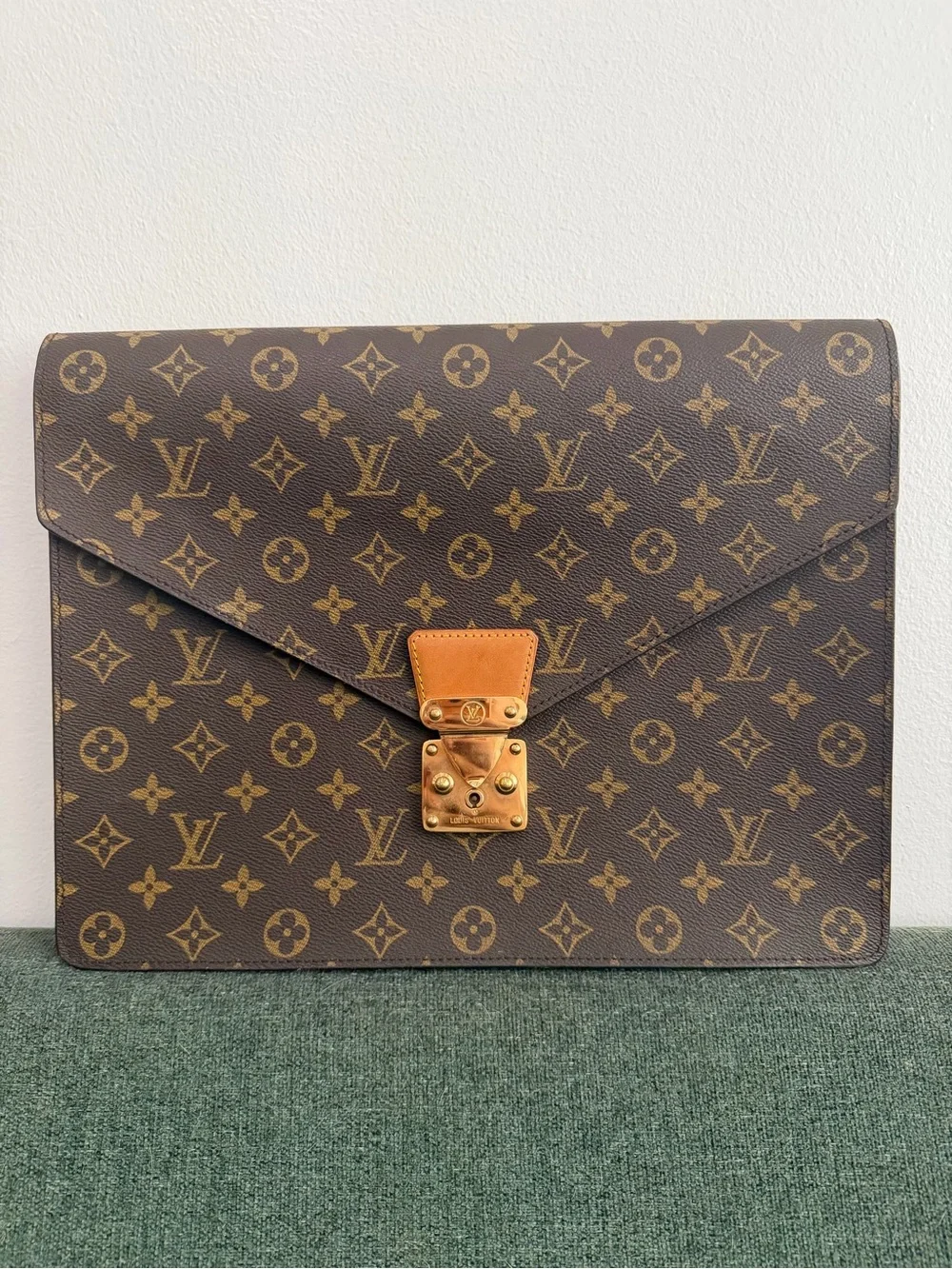 Louis Vuitton Monogram Canvas Envelope Briefcase in Brown and Tan